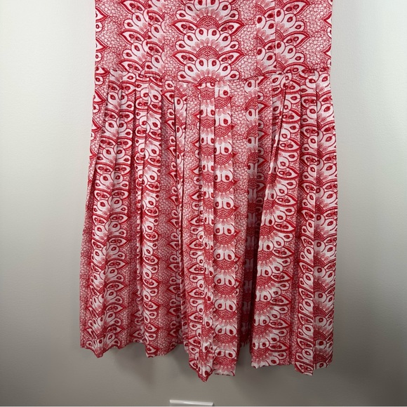 Brooks Brothers Red/White Patterned Eyelet Sleeveless Fit and Flare Dress Sz 14 - Picture 6 of 16